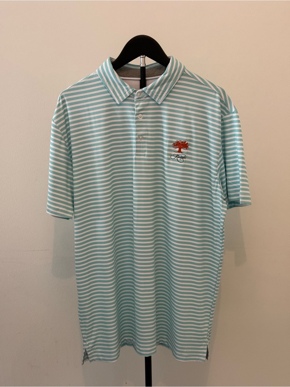 Anderson Ord Pure Polo Men’s L Aqua Splash White Kiawah Golf NWT